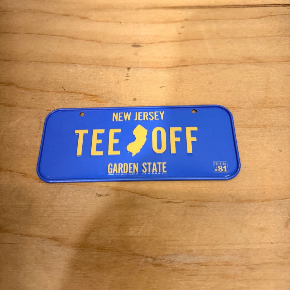 New Jersey Novelty Bike Miniature License Plate TEE OFF Golf Garden State 1981‎